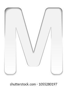 Paper cut letter M. 3D multi layers paper cut style isolated on white background. Character of alphabet letter font. Decorate, origami, vector, illustration