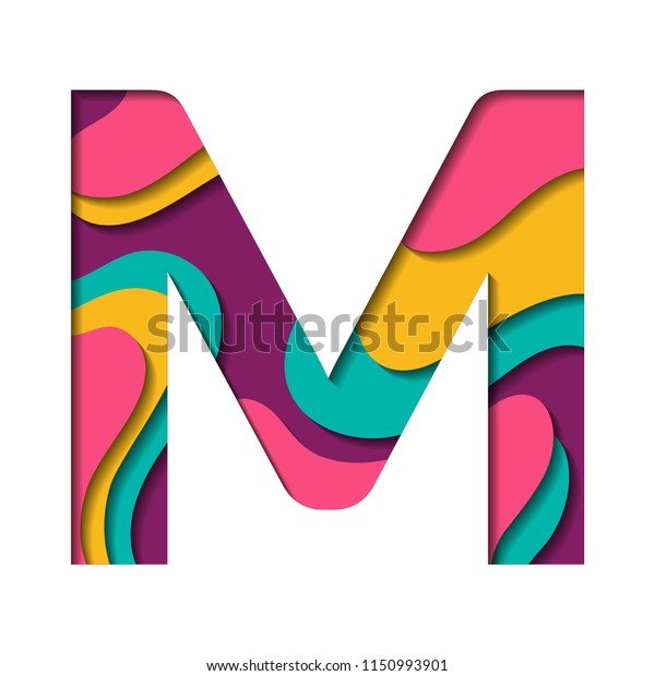 Paper Cut Letter M Realistic 3d Stock Vector (Royalty Free) 1150993901