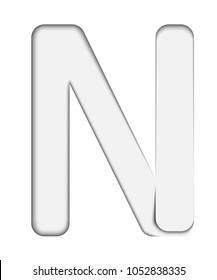 Paper cut letter N. 3D multi layers paper cut style isolated on white background. Character of alphabet letter font. Decorate, origami, vector, illustration