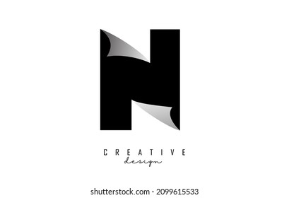 Paper cut letter N. Vector Illustration with creative cut letter. Realistic papercut effect on white background. 