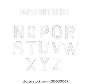 Paper cut letter N-Z. 3D multi layers paper cut style isolated on white background. Character of alphabet letter font. Decorate, origami, vector, illustration