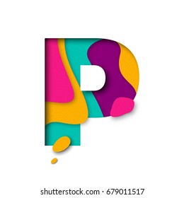 Paper Cut Letter P Realistic 3d Stock Vector Royalty Free