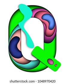 Paper cut letter Q. 3D muti layers paper cut style isolated on white background.Colorful character of alphabet letter font.Decorate,origami,vector,illustrator.