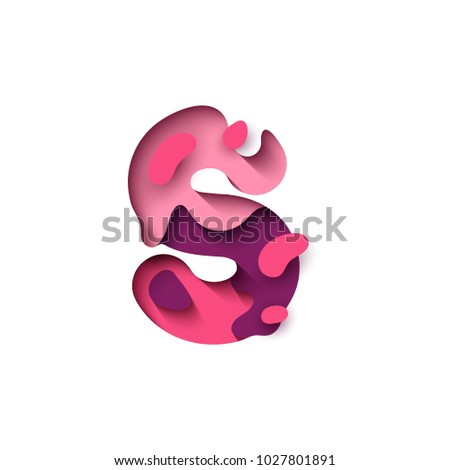Paper Cut Letter S Design 3 D Stock Vector Royalty Free 1027801891