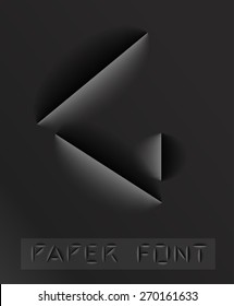 Paper cut letter. Typographic sign with shadow.