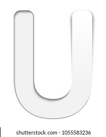 Paper cut letter U. 3D multi layers paper cut style isolated on white background. Character of alphabet letter font. Decorate, origami, vector, illustration