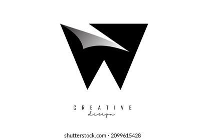 Paper cut letter W Vector Illustration with creative cut letter. Realistic papercut effect on white background. 