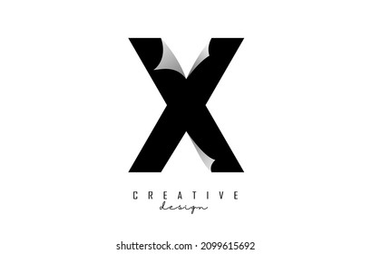 Paper cut letter X Vector Illustration with creative cut letter. Realistic papercut effect on white background. 
