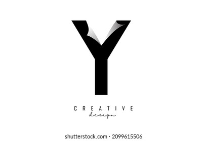 Paper cut letter Y Vector Illustration with creative cut letter. Realistic papercut effect on white background. 