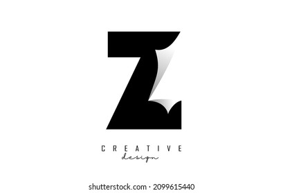 Paper cut letter Z Vector Illustration with creative cut letter. Realistic papercut effect on white background. 