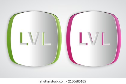 Paper cut Level game icon isolated on grey background. Paper art style. Vector
