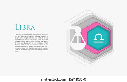 Paper cut Libra zodiac sign icon isolated on white background. Astrological horoscope collection. Paper art style. Vector Illustration