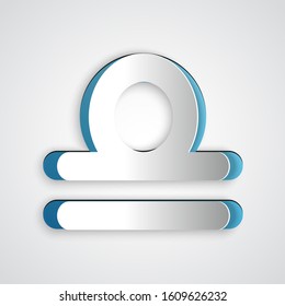 Paper cut Libra zodiac sign icon isolated on grey background. Astrological horoscope collection. Paper art style. Vector Illustration
