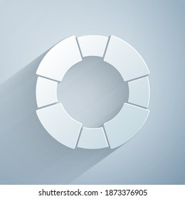 Paper cut Lifebuoy icon isolated on grey background. Lifebelt symbol. Paper art style. Vector