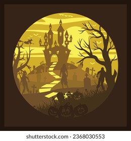 Paper Cut Light Box Halloween Layered Design