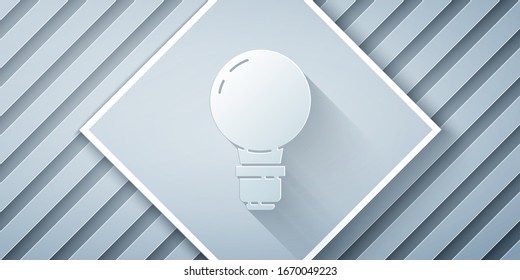 Paper cut Light bulb with concept of idea icon isolated on grey background. Energy and idea symbol. Inspiration concept. Paper art style. Vector Illustration