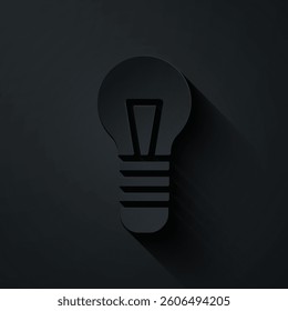 Paper cut Light bulb with concept of idea icon isolated on black background. Energy and idea symbol. Inspiration concept. Paper art style. Vector