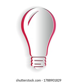 Paper cut Light bulb icon isolated on white background. Energy and idea symbol. Lamp electric. Paper art style. Vector.