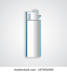 Paper cut Lighter icon isolated on grey background. Paper art style. Vector Illustration