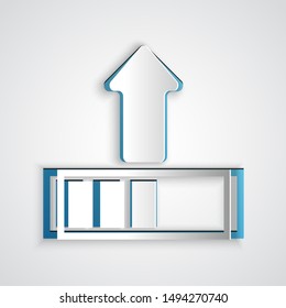 Paper cut Loading icon isolated on grey background. Upload in progress. Progress bar icon. Paper art style. Vector Illustration