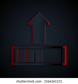 Paper cut Loading icon isolated on black background. Upload in progress. Progress bar icon. Paper art style. Vector Illustration