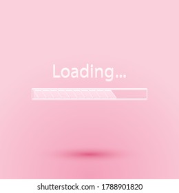 Paper cut Loading icon isolated on pink background. Progress bar icon. Paper art style. Vector.