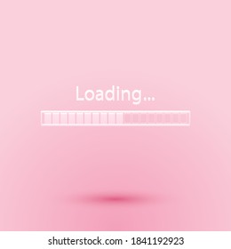 Paper cut Loading icon isolated on pink background. Progress bar icon. Paper art style. Vector.