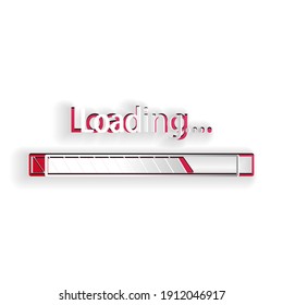 Paper cut Loading icon isolated on white background. Progress bar icon. Paper art style. Vector.