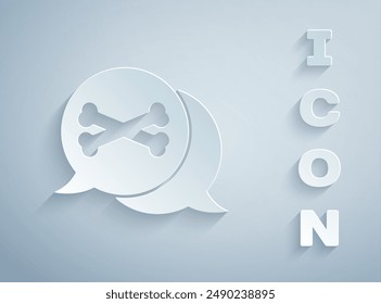 Paper cut Location pirate icon isolated on grey background. Paper art style. Vector