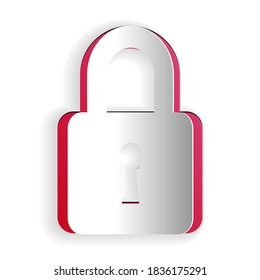 Paper cut Lock icon isolated on white background. Padlock sign. Security, safety, protection, privacy concept. Paper art style. Vector.