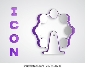 Paper cut London eye icon isolated on grey background. Eye london england landmark culture europe icon. Paper art style. Vector