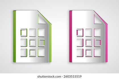 Paper cut Lottery ticket icon isolated on grey background. Bingo, lotto, cash prizes. Financial success, prosperity, victory, winnings luck. Paper art style. Vector