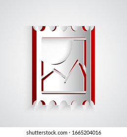 Paper cut LSD acid mark icon isolated on grey background. Acid narcotic. Postmark. Postage stamp. Health danger. Paper art style. Vector Illustration