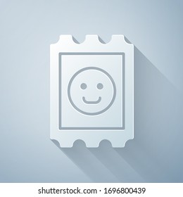 Paper cut LSD acid mark icon isolated on grey background. Acid narcotic. Postmark. Postage stamp. Health danger. Paper art style. Vector Illustration