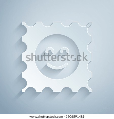 Paper cut LSD acid mark icon isolated on grey background. Acid narcotic. Postmark. Postage stamp. Health danger. Paper art style. Vector
