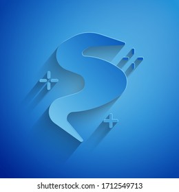 Paper cut Magic fog or smoke icon isolated on blue background. Paper art style. Vector Illustration
