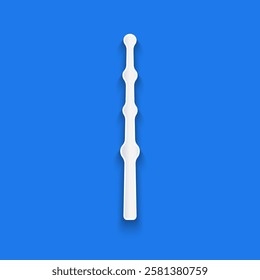 Paper cut Magic wand icon isolated on blue background. Star shape magic accessory. Magical power. Paper art style. Vector