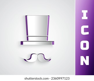 Paper cut Magician icon isolated on grey background. Paper art style. Vector