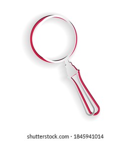 Paper cut Magnifying glass icon isolated on white background. Search, focus, zoom, business symbol. Paper art style. Vector.