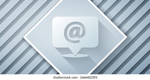 Paper cut Mail and e-mail icon isolated on grey background. Envelope symbol e-mail. Email message sign. Paper art style. Vector Illustration