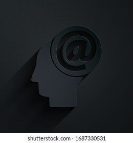 Paper cut Mail and e-mail icon isolated on black background. Envelope symbol e-mail. Email message sign. Paper art style. Vector Illustration