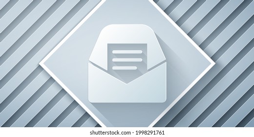 Paper cut Mail and e-mail icon isolated on grey background. Envelope symbol e-mail. Email message sign. Paper art style. Vector