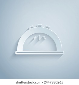 Paper cut Manicure lamp icon isolated on grey background. UV lamp for nail polish drying. Paper art style. Vector