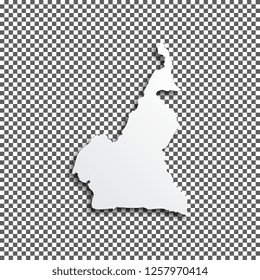 paper cut map of cameroon with smooth shadows on checkered background. realistic 3d vector illustration easy to edit and customize. eps 10