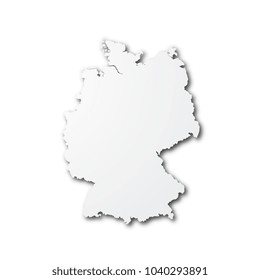 paper cut map of germany with smooth shadows on isolated white background