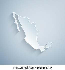 Paper cut Map of mexican icon isolated on grey background. Paper art style. Vector.