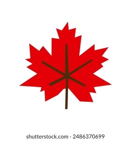 Paper cut maple leaf icon isolated on white background.