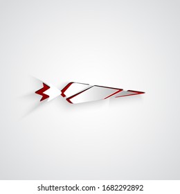 Paper cut Marijuana joint, spliff icon isolated on grey background. Cigarette with drug, marijuana cigarette rolled. Paper art style. Vector Illustration