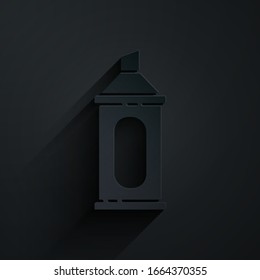 Paper cut Marker pen icon isolated on black background. Paper art style. Vector Illustration
