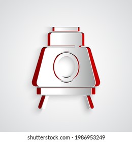 Paper cut Mars rover icon isolated on grey background. Space rover. Moonwalker sign. Apparatus for studying planets surface. Paper art style. Vector